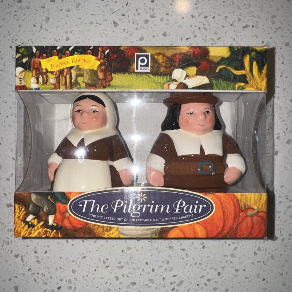 Publix The Pilgrim Pair Salt & Pepper Shakers Encore Edition Thanksgiving NEW